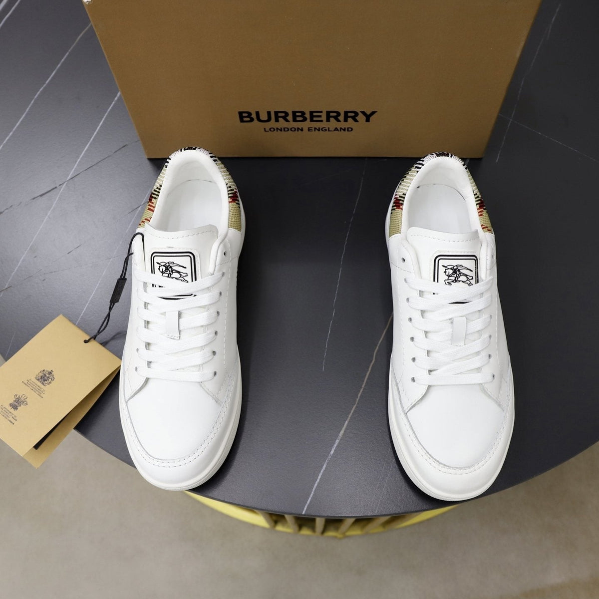 Burberry Check-Heel Low-Top Sneakers