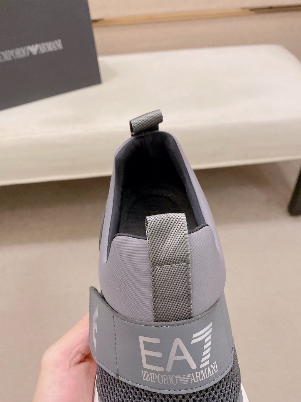 Emporio Armani Branded Strap Slip-On Sneakers