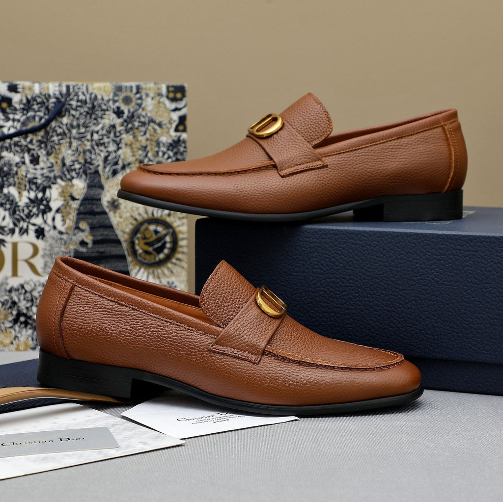 Dior Men's Pebbled Leather Hardware Loafers
