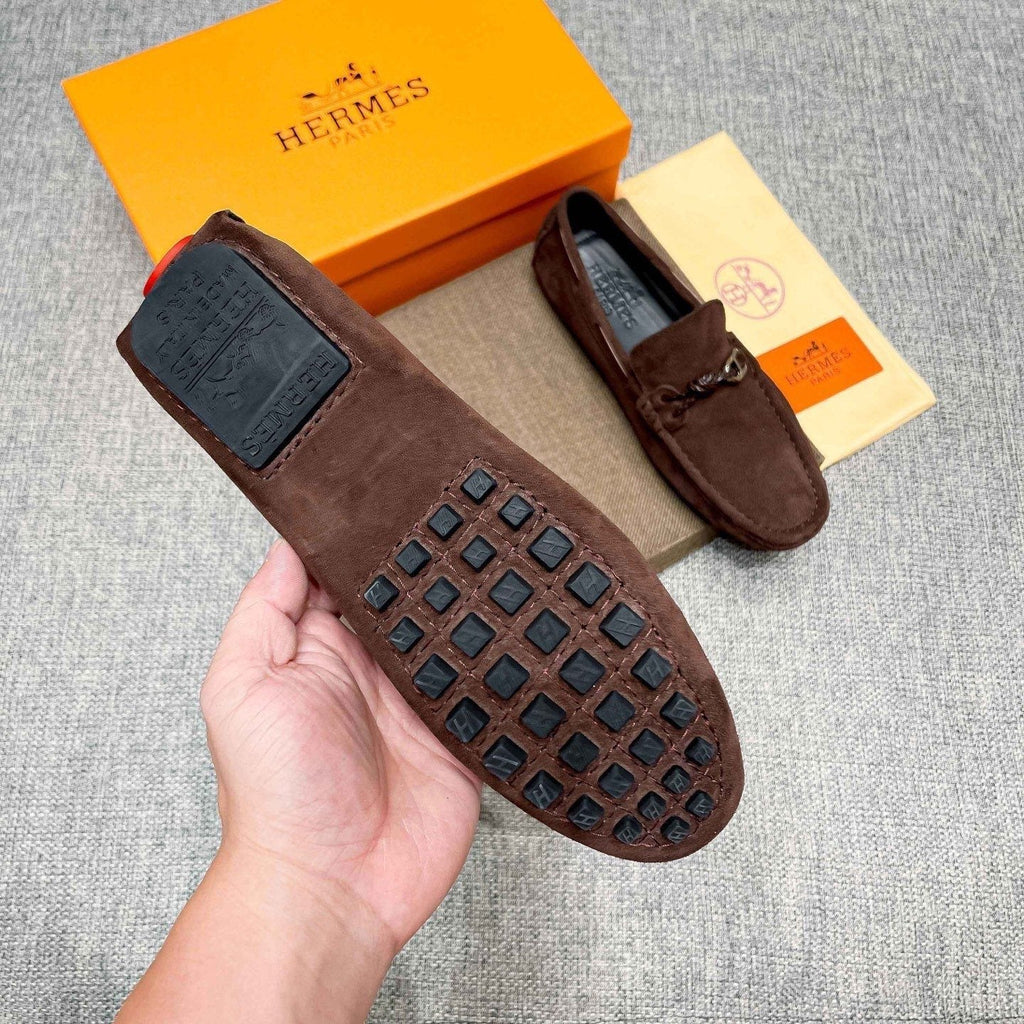 Hermès Suede-Look Driving Loafers