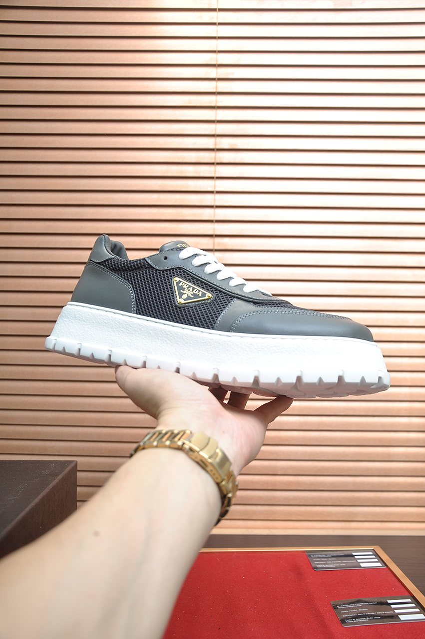 Prada Charcoal Gray & Black Low-Top Sneakers