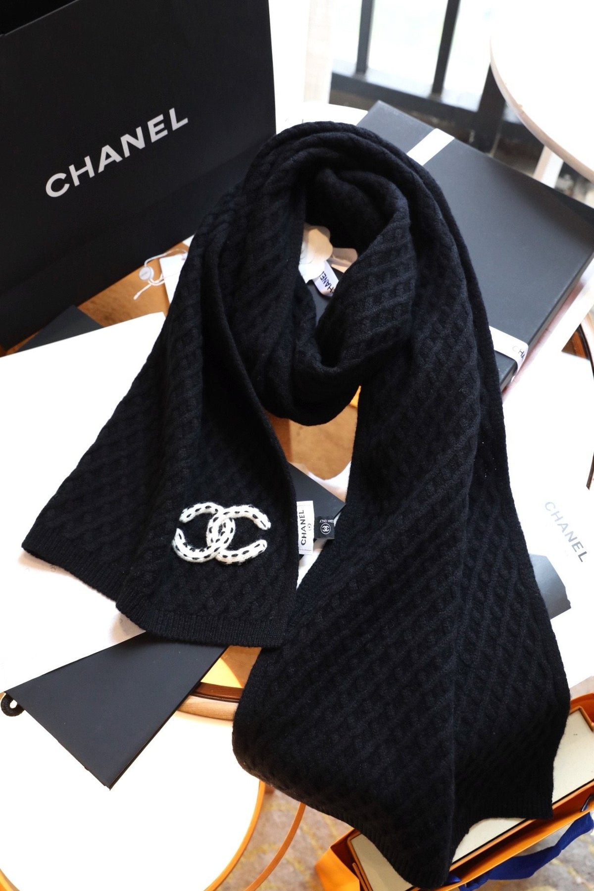 Chanel Diamond Knit Scarf