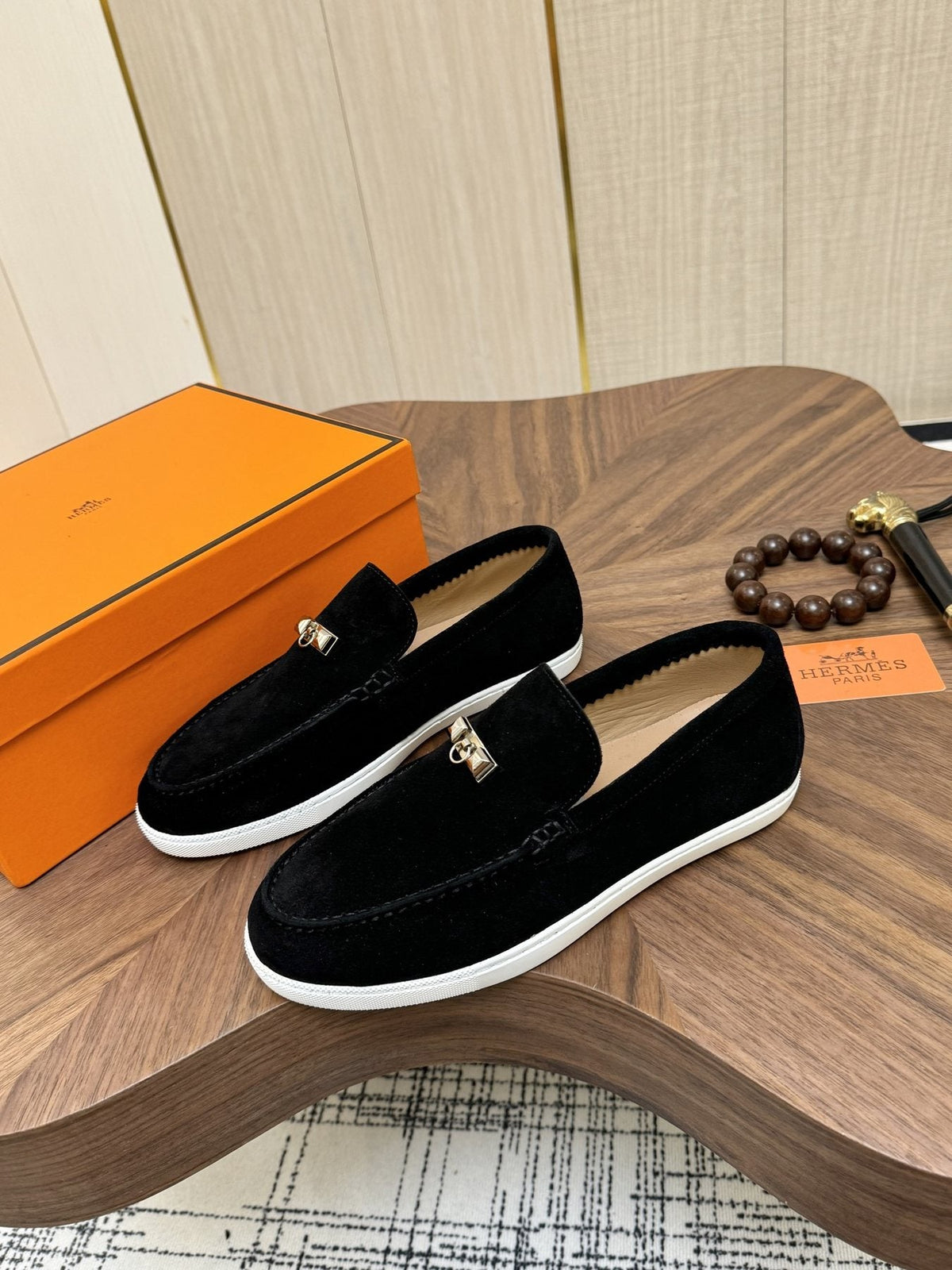 Hermès Navy Slip-On Sneakers