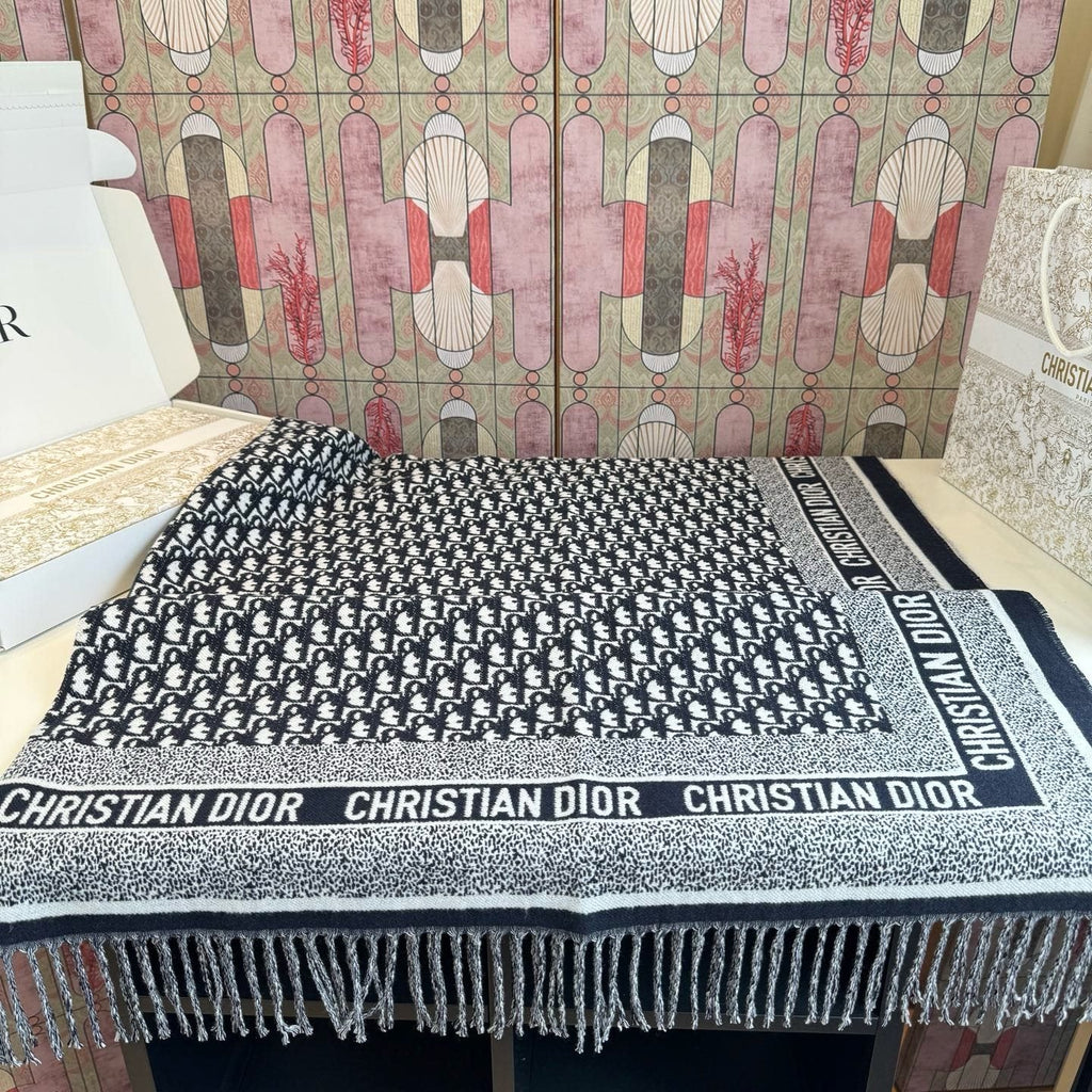 Dior Graphic Fringe Square Scarf