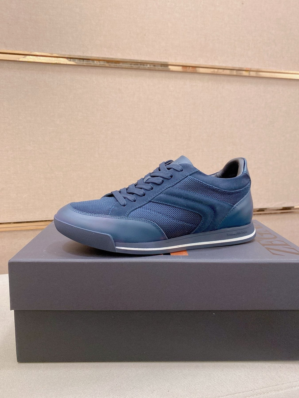 Zegna Men's Leather and Suede Low-Top Sneakers
