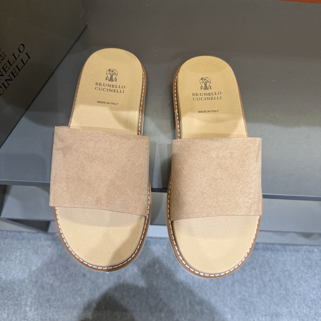 Brunello Cucinelli Men's Wide Strap Slide Sandals