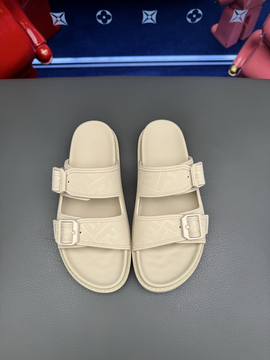 Fendi Two-Buckle Slide Sandals