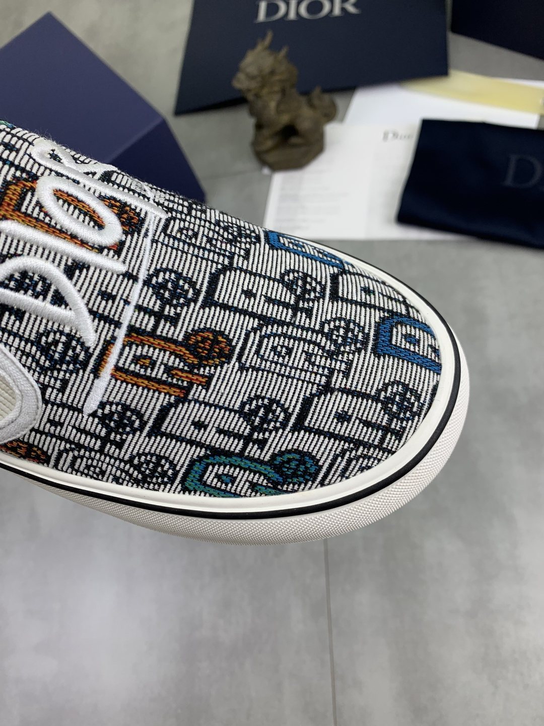 Dior Navy Patterned Slip-On Canvas Shoes
