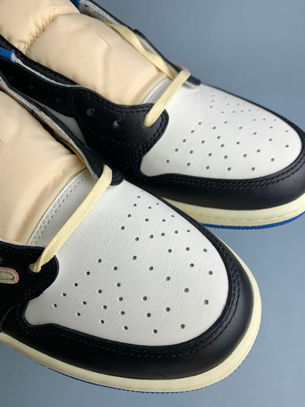 Air Jordan 1 Low White/Blue Lightning Reverse Swoos Unisex Sneakers DM7866-140