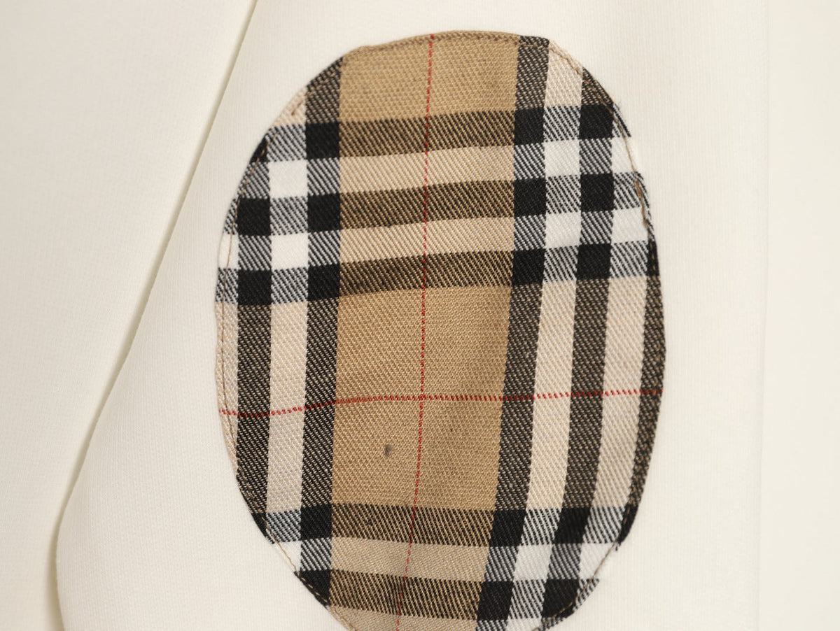 Burberry Equestrian Knight Check-Trim Hooded Zip Jacket - Ivory
