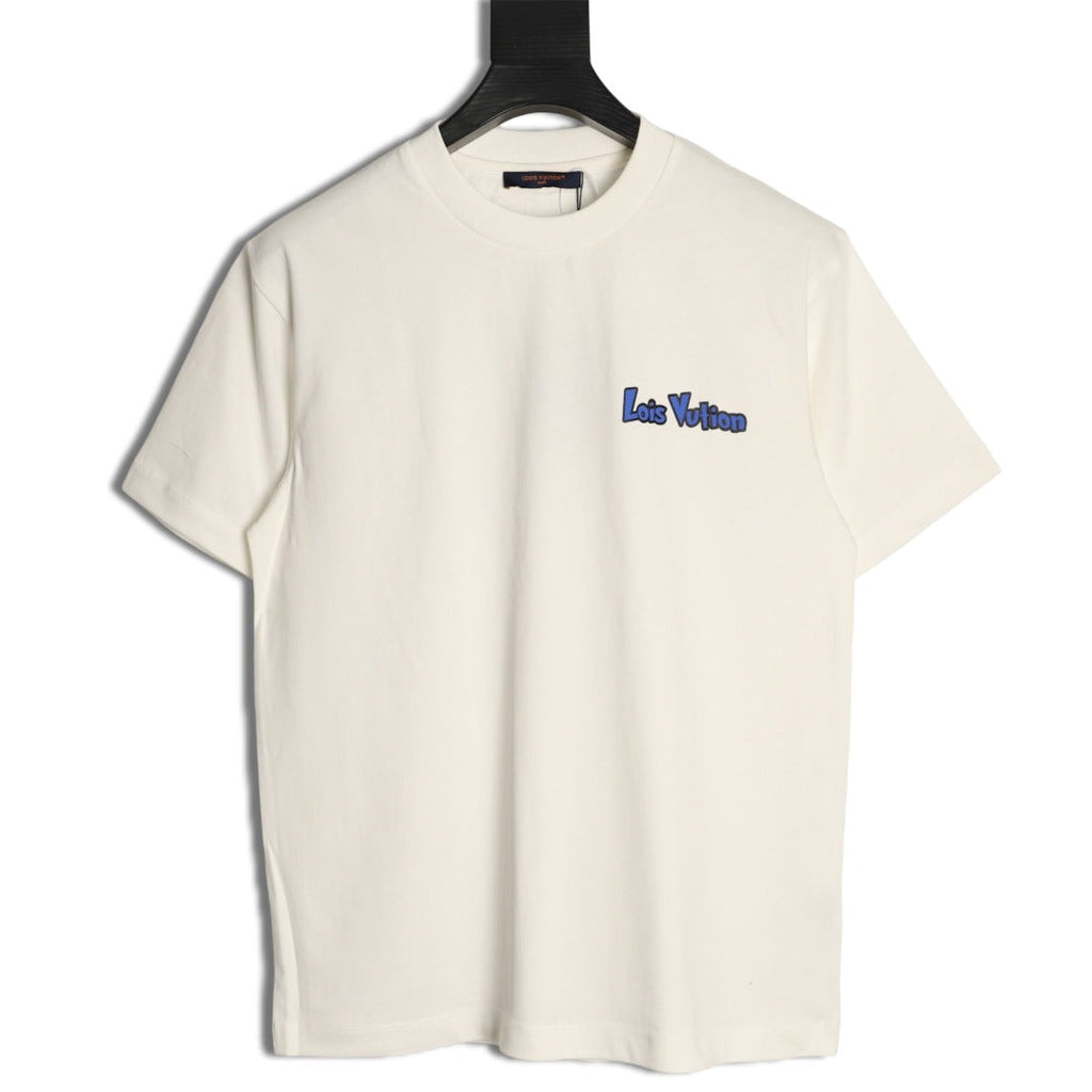 Louis Vuitton Blue-and-White Graffiti Logo T-Shirt - Off-White