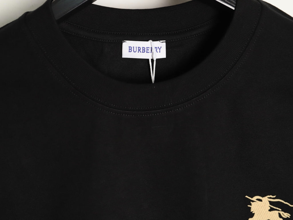 Burberry Oval Equestrian Back-Graphic Long-Sleeve Top - Black